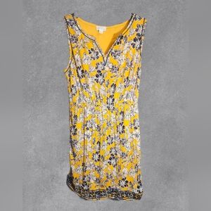 Market & Spruce blue yellow floral knee length dress Size Large